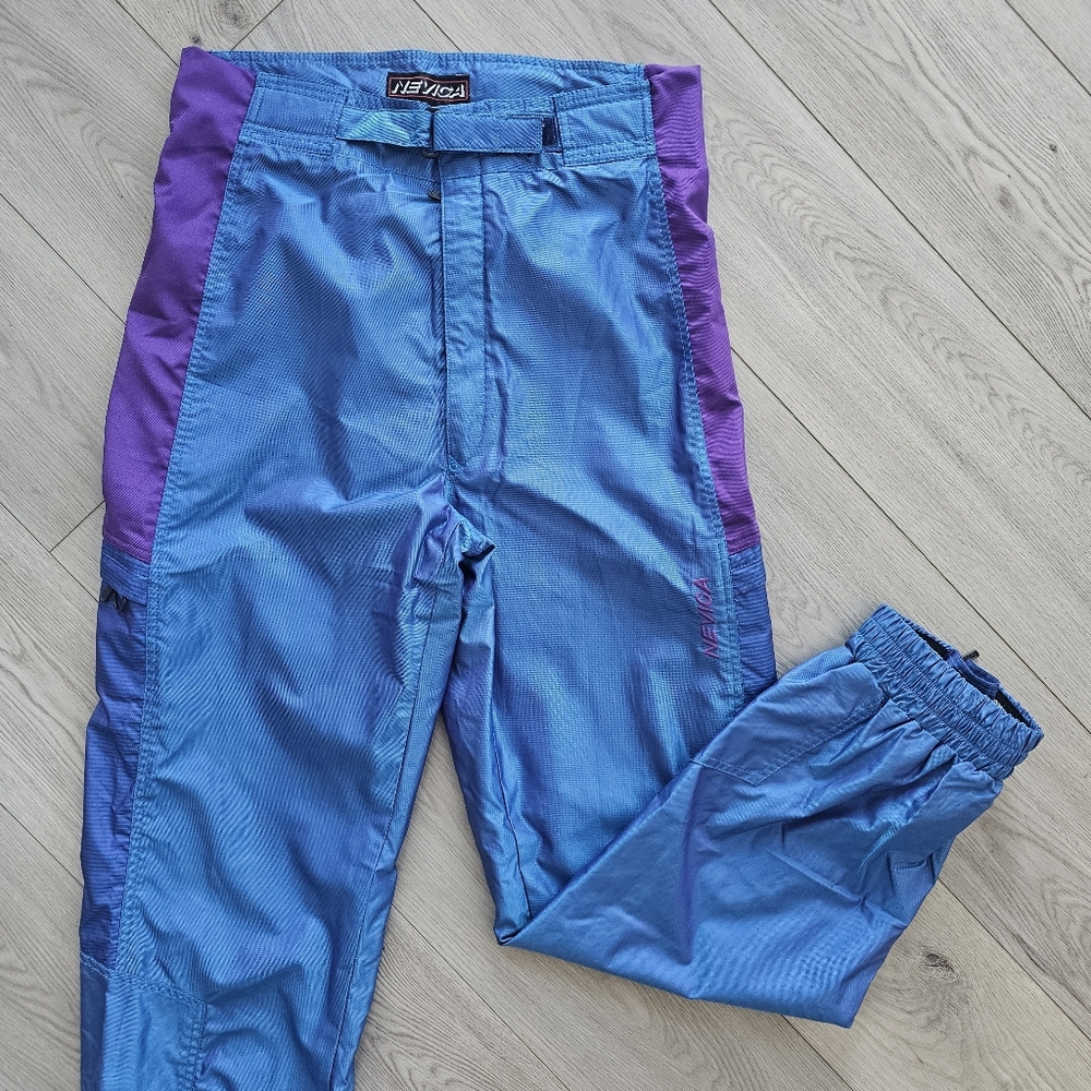 Vintage Nevica Retro Hologram Blue And Purple Skii Pants with RECCO Patch